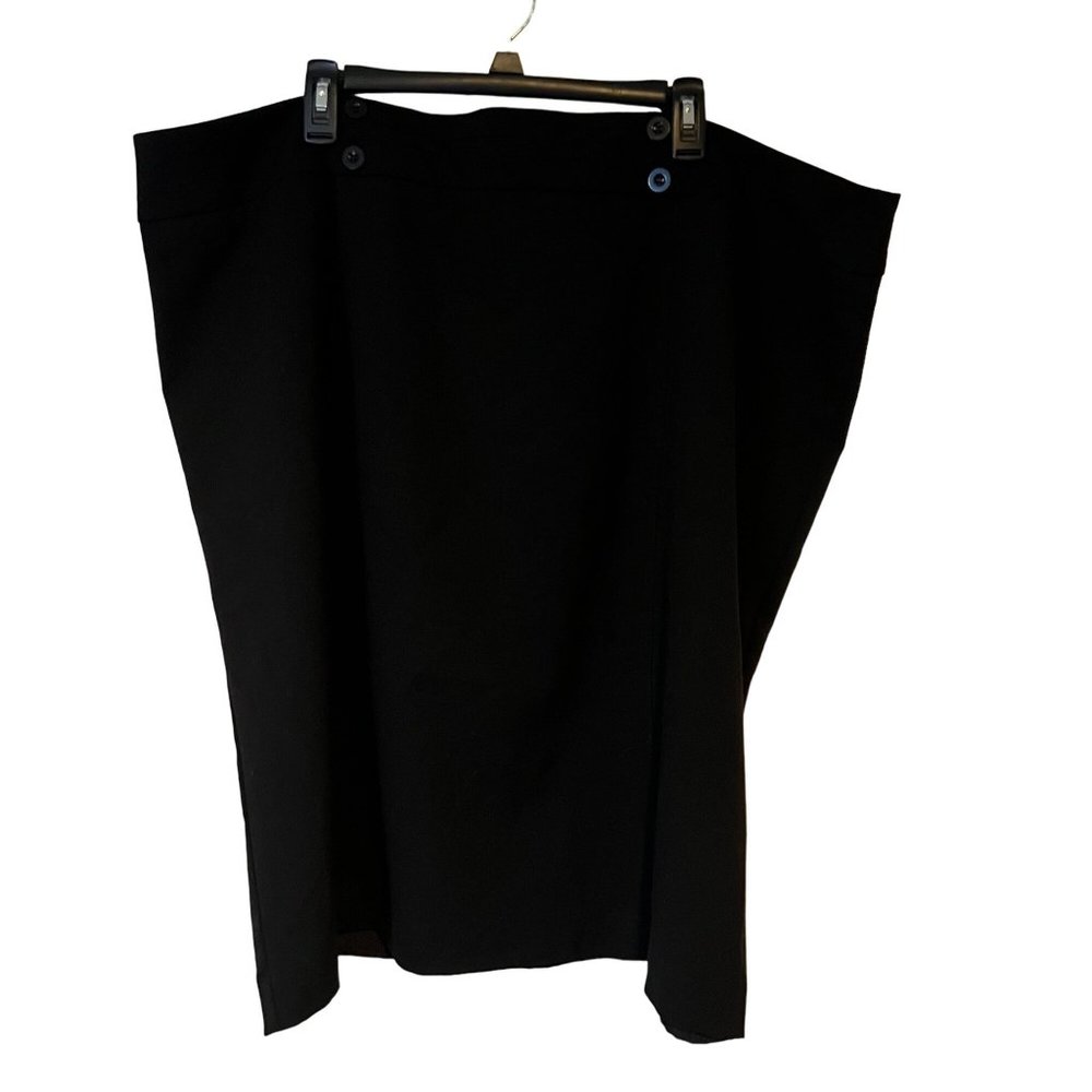 Penningtons Skirt Womens Size 4X (28) Black Slit Career Feel Pretty Black